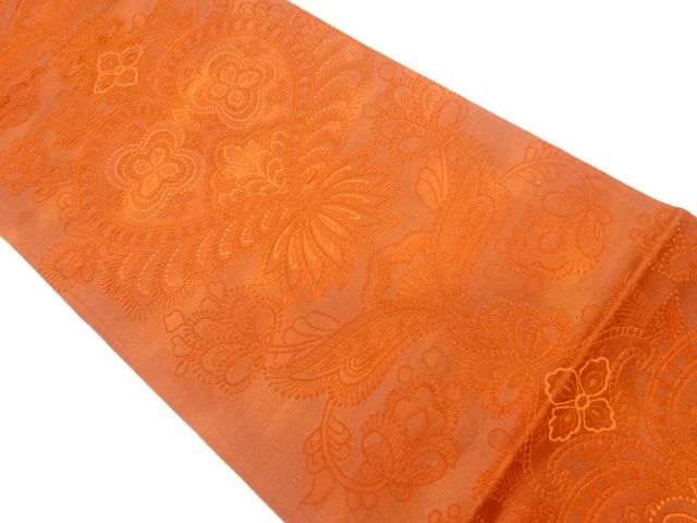 ハートに抽象花模様織出し袋帯